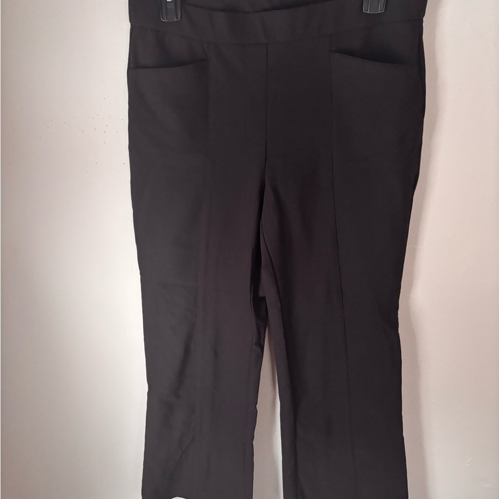 Anne Klein Black Straight-Leg Pull-On Trousers